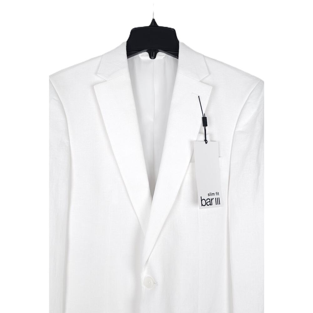 Bar III Mens Slim Fit Linen Sport Coat Blazer 38R White Solid NWT - Picture 4 of 7